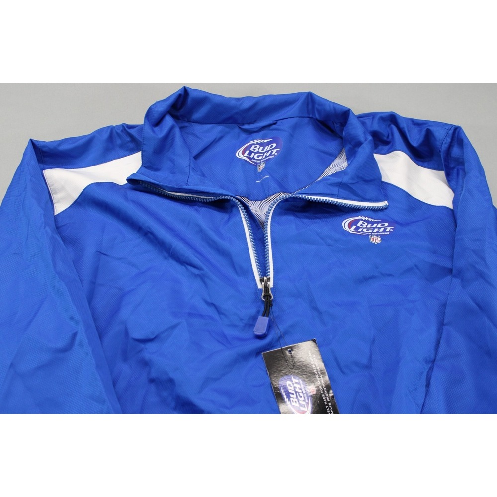 NWT NFL Bud Light Pullover Quarter Zip Blue Rain Polyester Size Large